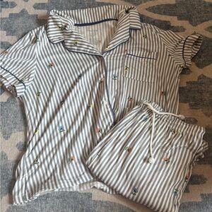 Nordstrom Rack Cozy Striped Pajama Set - Blue and White